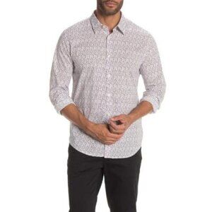 John Varvatos Mens White Mayfield Sport Long Sleeve Button Up Shirt Sz L New